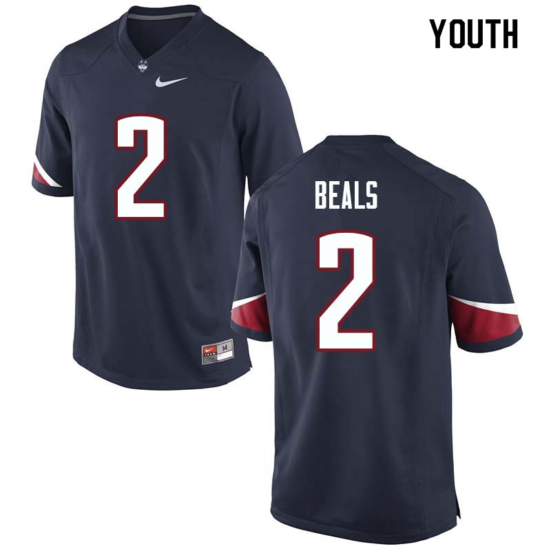 Youth #2 Tyraiq Beals Uconn Huskies College Football Jerseys Sale-Navy